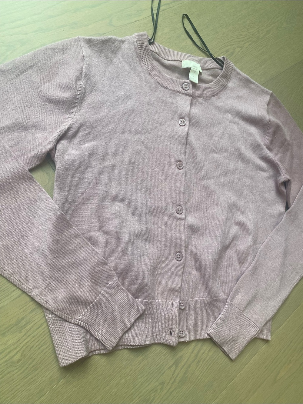 H&M Classic Crewneck Button-Front Sweater Cardigan - Dusty Mauve(new)